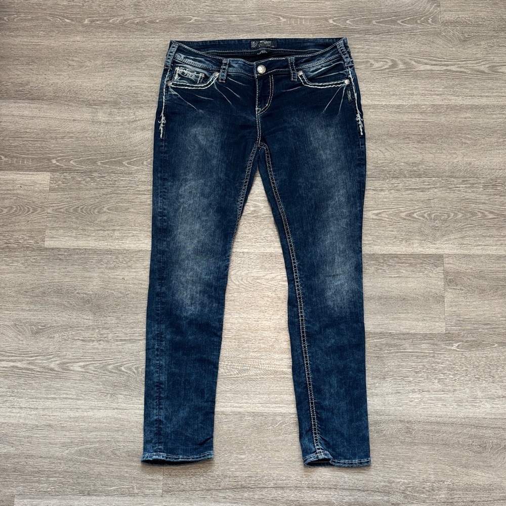 Silver Aiko Flap Skinny Jeans - Picture 1 of 6